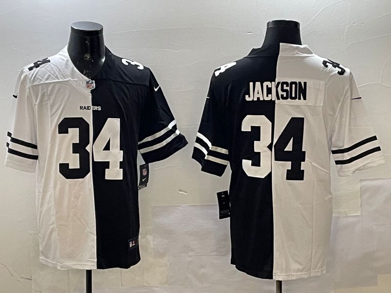 Men Oakland Raiders #34 Jackson White Black Fashion 2025 Nike Limited NFL Jersey style 1